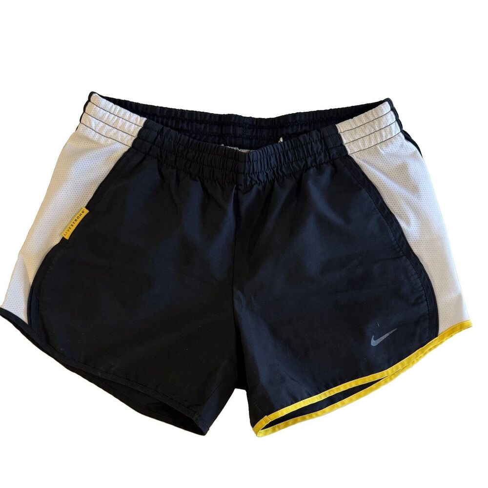 Nike Women’s Running Shorts Livestrong Black  White Yellow Size Small Athletic